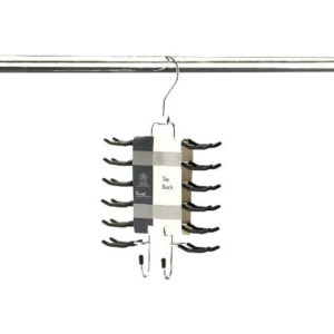 H & L Russel Tie Hanger/Tie Organizer, With 24 Non-Slip Bars & Swivel Hook and 2 Additional Hooks to Store Belts, Chrome