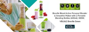 Breville Blend Active Blender Bottles & Smoothie Maker with 2 Portable Blending Bottles (600ml), 300W