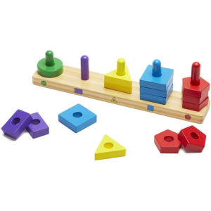 Melissa & Doug Stack & Sort Board With 15 Solid Wood Pieces - Great For Hand/Eye Coordination Wooden Educational Toy - Multicolour
