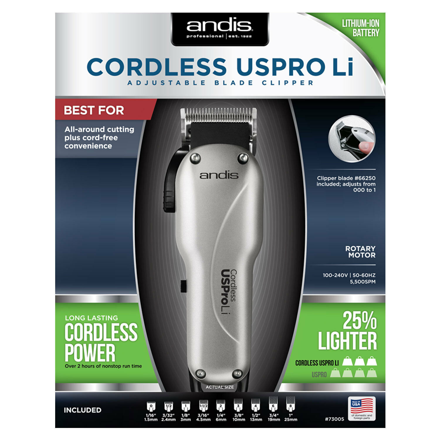 Andis Cordless US Pro Lithium Hair Clipper With Robust & Lasting Power ...