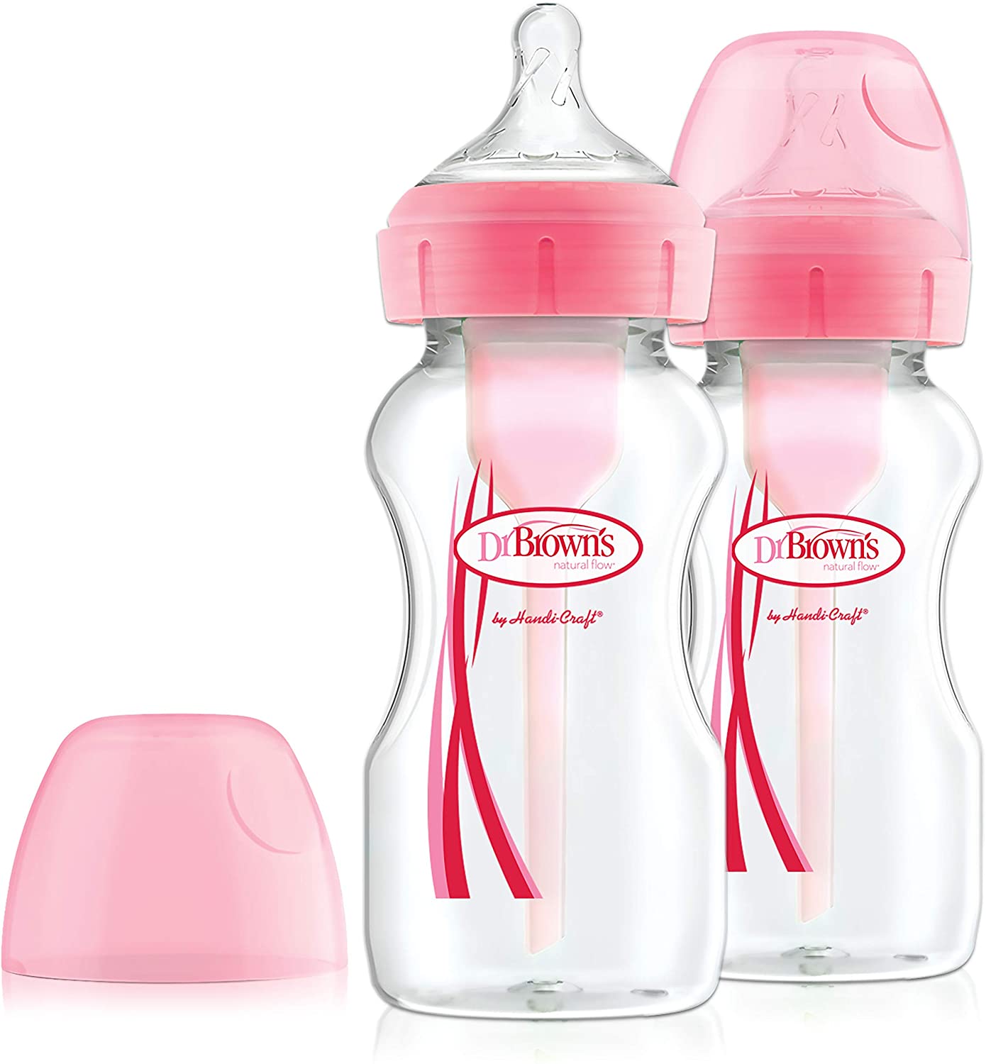 Dr Brown Options + Twin Pack AntiColic Wide Neck Baby Bottles 270ml