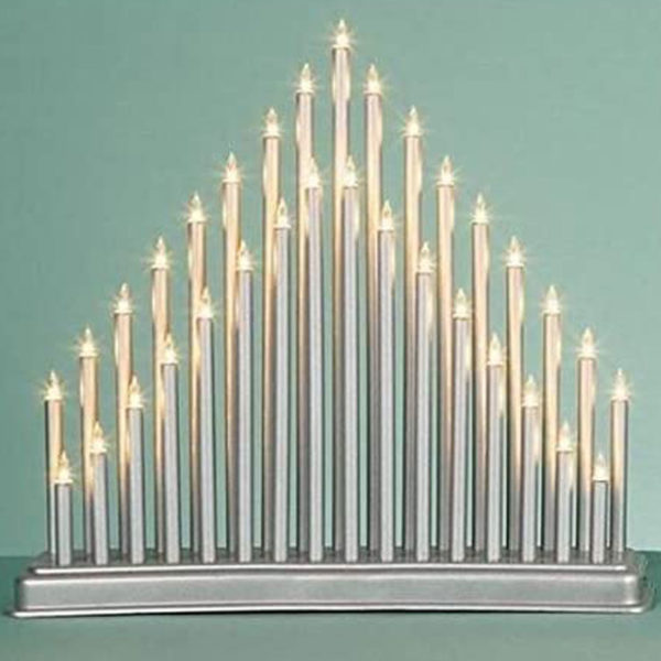 33 Light Christmas Silver Candle Tower Bridge Decoration - LI082083