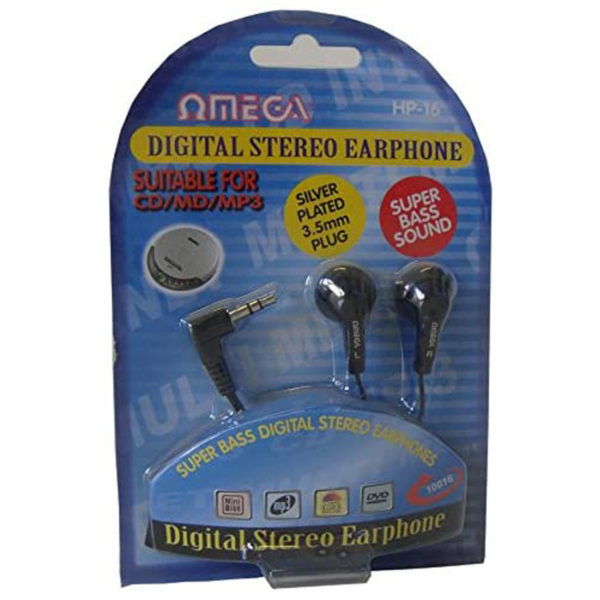 Omega HP-16 Digital Stereo Super Bass Sound Earphone In Black