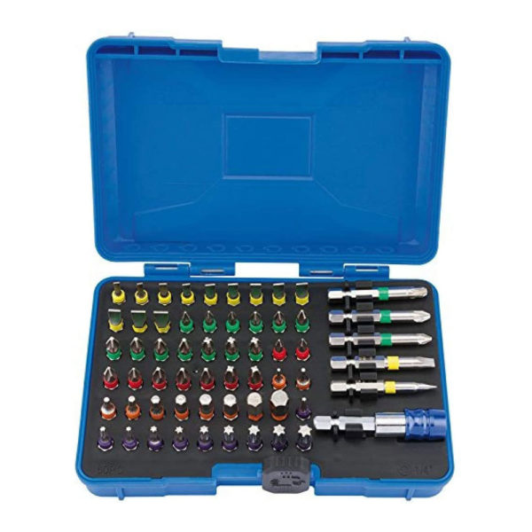 Draper Colored Screwdriver Bit Set With Magnetic Holder - 60 Piece