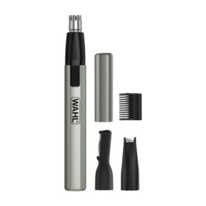 Wahl 3 In 1 Men And Women Micro Finisher Lithium Detail Trimmer For Nose Ear And Eyebrow Trimmer – Silver/Black