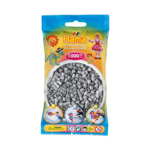 Hama 1000 Midi Beads In Bag Cylindrical Plastic - Grey