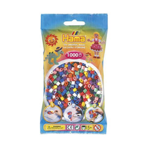 Hama Pearls Solid Color Mix 1000 Midi Beads Cylindrical Plastic – Multicolor