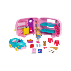 Barbie Club Chelsea Camper Playset With Chelsea Doll And 10 Accessories – Multicolor
