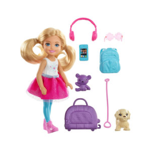 Barbie Chelsea Travel Doll Blonde with Puppy Carrier And Accessories