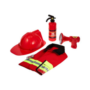 Melissa & Doug Fire Chief Fireman Costume Role Play Fancy Dress Set - 6 Pieces Bright Red That Help Children Play The Part - Multicolor