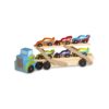 Melissa & Doug Mega Race-Car Carrier - Wooden Tractor and Trailer With 6  Unique Race Cars