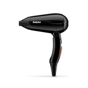 Babyliss Travel 2000 W Hair Dryer Lightweight Compact Small With Folding Handle - Black