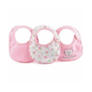 Dolls World 3 Baby Bibs With Velcro Fastening For Easy Fitting - Pink