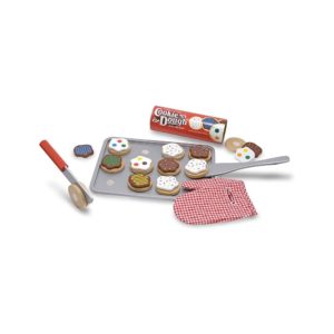 Melissa & Doug Slice And Bake Wooden Cookie Play Food Set - 30 Pieces Pretend Play Colorful Wooden Play Food Set - Multicolor