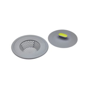 KitchenCraft 2-in-1 Sink Strainer And Plug 11.5 cm (4.5 Inch) – Grey/Green