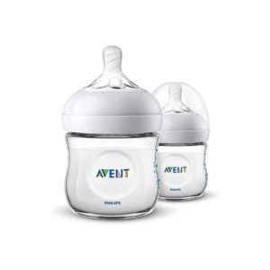 Philips Avent Natural Newborn Baby Feeding Bottle 2 x 125 ml/4oz 0-12 Months - Transparent
