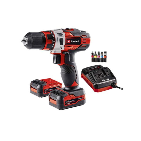 Einhell TE-CD 12/1 Li (2x2,0Ah) 12V Cordless Drill Driver With 2 Slide On Batteries - Black And Red