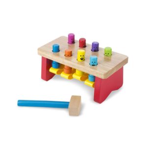 Melissa & Doug Deluxe Pounding Bench Toddler Toy - The Original Wooden Kids Toy with Mallet - Multicolour