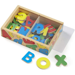Melissa & Doug Wooden Letter Alphabet Magnets In A Box - 52 Pieces Developmental Toys - Sturdy Wooden Construction - Multicolour