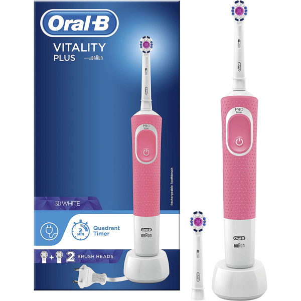 Oral B Vitality Plus 3D White Electric Rechargeable Toothbrush - Pink