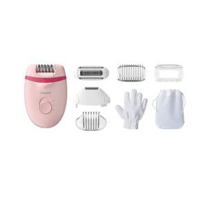 Philips Satinelle Essential Corded Compact Epilator with 5 Attachments - Pink