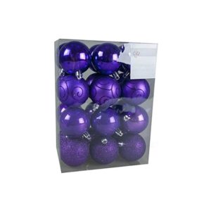 Premier Shatterproof Christmas Tree Baubles Balls 60mm Set of 24 – Purple
