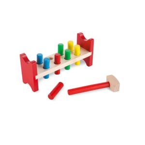 Melissa & Doug Pound-A-Peg Classic Toy Deluxe Pounding Bench Toy With a Twist - Multicolor
