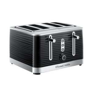Russell Hobbs Inspire 4 Slice Toaster Wide Slot With Lift And Look Feature High Gloss Black With Chrome Accents 1800 W