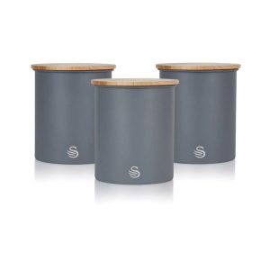 Swan Nordic Sugar Tea Coffee Storage Canisters Set of 3 – Slate Grey