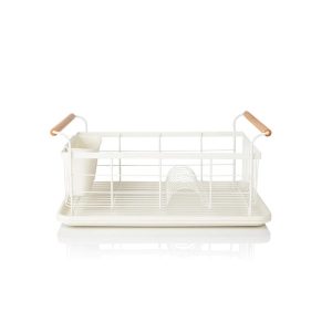 Swan Nordic Dish Rack With Separate Cutlery Holder - Cotton White