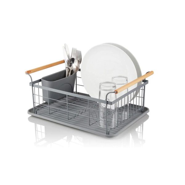 Swan Nordic Dish Rack With Separate Cutlery Holder - Slate Grey - Image 3