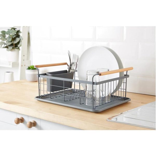 Swan Nordic Dish Rack With Separate Cutlery Holder - Slate Grey - Image 9