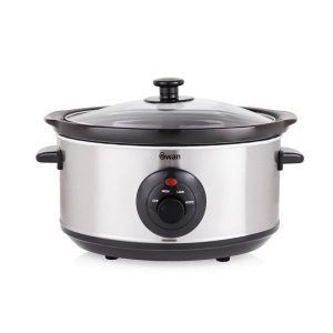Swan Stainless Steel Slow Cooker With 3 Cooking Settings 3.5 Litre 200 W – Silver
