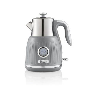Swan Retro Dial Kettle With Temperature Gauge Stainless Steel 3000 W 1.5 Litre - Grey