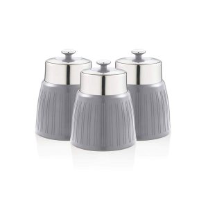 Swan Retro Tea Coffee And Sugar Canisters 1.2 Litre Capacity Set of 3 - Grey