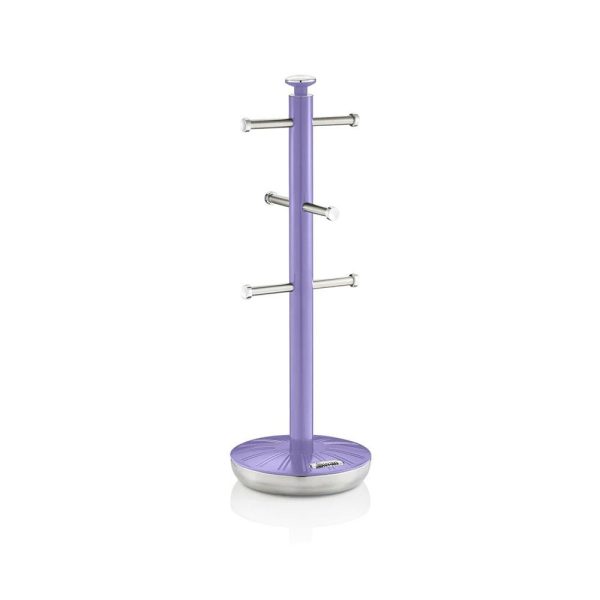 Swan Retro Towel Pole And Mug Tree Set Chrome Stainless Steel - Purple - Image 2