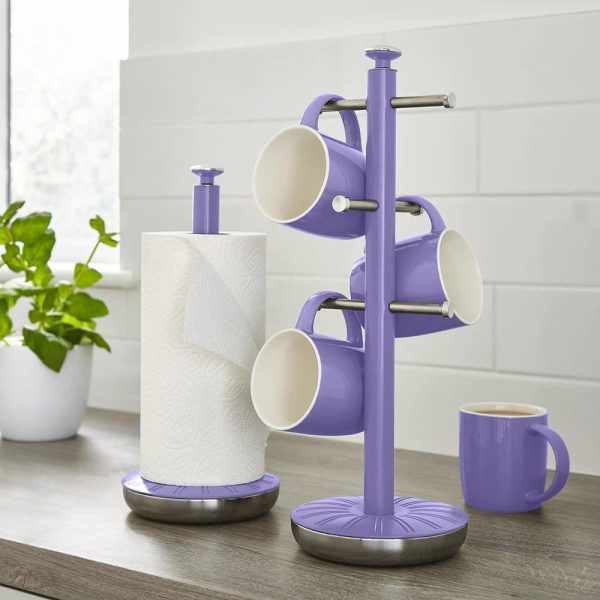 Swan Retro Towel Pole And Mug Tree Set Chrome Stainless Steel - Purple - Image 4