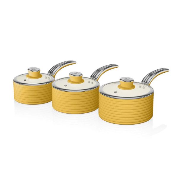 Swan Retro 3 Piece Saucepan Set