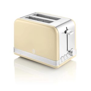 Swan Retro 2 Slice Toaster With Defrost Reheat And Cancel Functions Stainless Steel 815 W - Cream