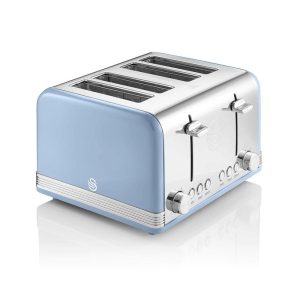 Swan Retro 4 Slice Toaster With Defrost Cancel And Reheat Functions 1600 W - Blue