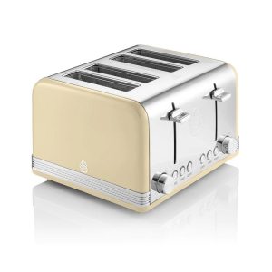 Swan Retro 4 Slice Toaster With Defrost Cancel And Reheat Functions 1600 W - Cream
