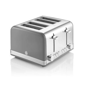 Swan Retro 4 Slice Toaster With Defrost Cancel And Reheat Functions 1600 W - Grey