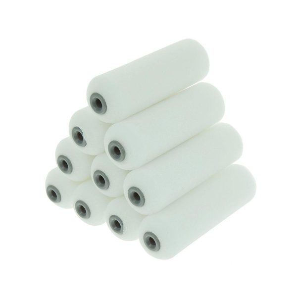 Coral Foam Coater Paint Mini Roller Cover With High Density Foam Sleeve Material 4 Inch 10 Piece Set - White