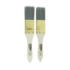 Coral Precision Touch-Up And Detail Paint Brushes With Platinum Easy Clean Filaments 2 Piece Set - White