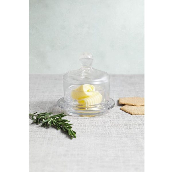 KitchenCraft Artesa Glass Mini Butter Dish Crystal Glass 9 x 9.5cm - Transparent - Image 3