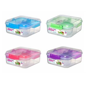 Sistema To Go Bento Cube Lunch Box 1.25 Litre With 150ml Yoghurt Pot - Assorted Color