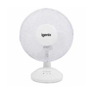 Igenix 9 Inch Desk Fan With 2 Speed Settings Portable Oscillating 30W – White