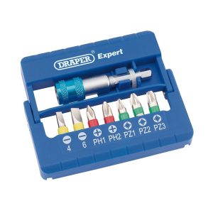 Draper Expert Colored Screwdriver Bit Set With Magnetic Holder - 8 Piece