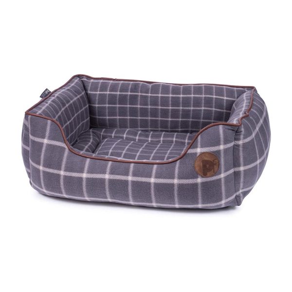 Petface Window Pane Check Square Dog Bed Medium - Grey - Image 2