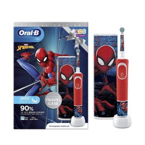 Oral-B Marvel Spiderman Kids Electric Toothbrush For Ages 3+ 2 Modes Exclusive Travel Case - Red
